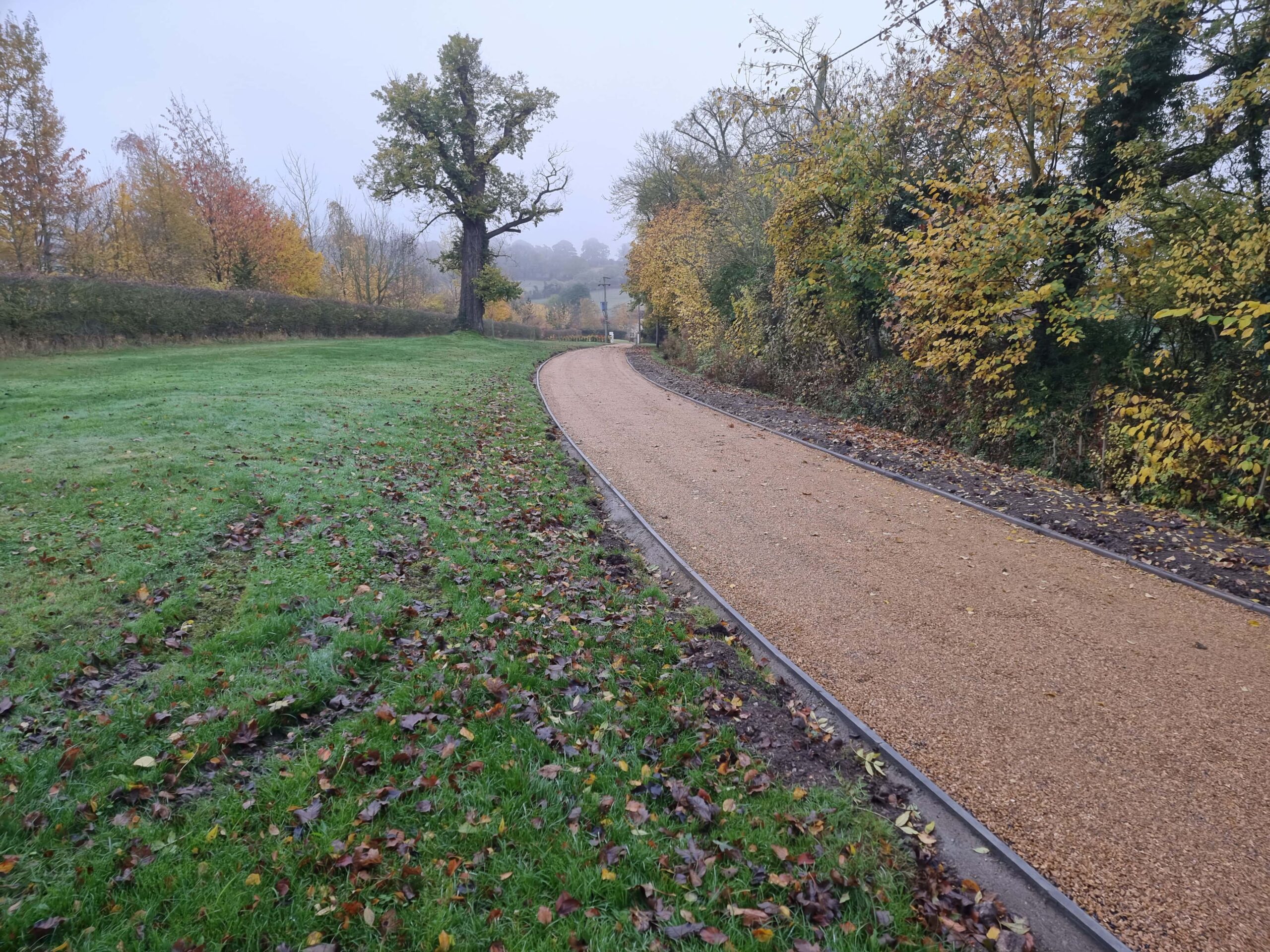 This is a photo of a tar and chip roadway that has been constructed by Anglia Tar & Chip Surfacing